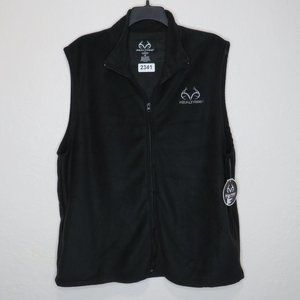 Real Tree* Men's Sleeveless Full Zip Straight Hem Black LOGO Fleece Vest~‎ XXL